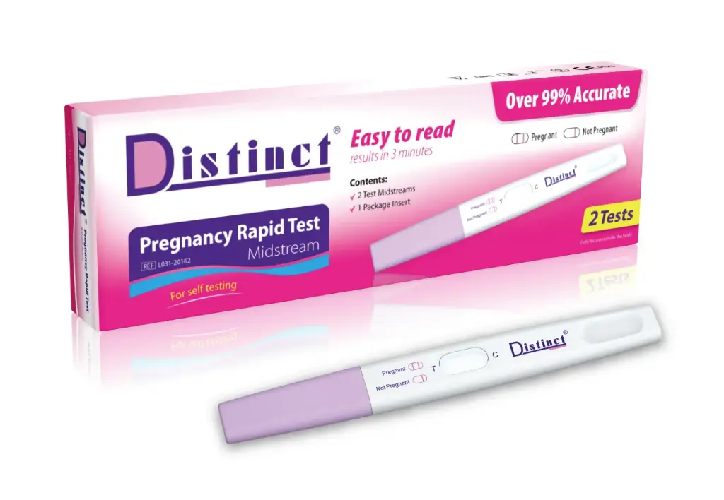 Bút thử phát hiện định tính hCG [Distinct® Pregnancy Rapid Test Midstream]