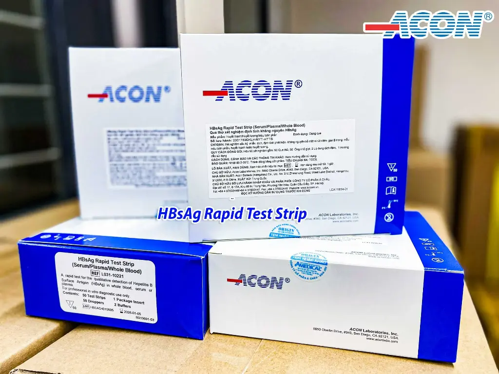 Que thử xét nghiệm định tính kháng nguyên HBsAg [ACON® HBsAg Rapid Test Strip (Serum/Plasma/Whole Blood)]