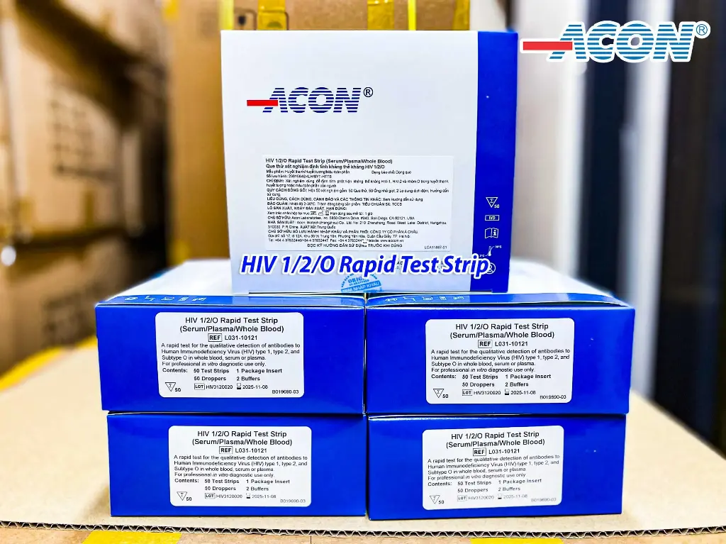 Que thử xét nghiệm định tính kháng thể kháng HIV 1/2/O [ACON® HIV 1/2/O Rapid Test Strip (Serum/Plasma/Whole Blood)]