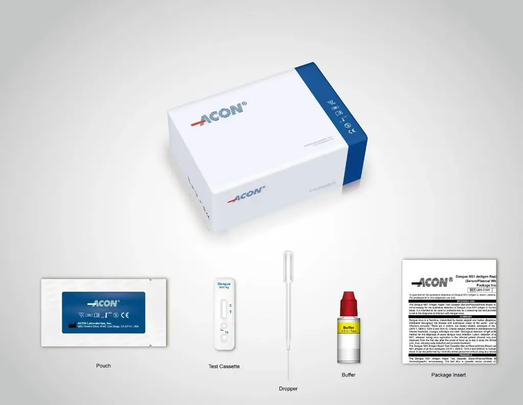 Khay thử xét nghiệm định tính kháng nguyên Dengue NS1 [ACON® Dengue NS1 Antigen Rapid Test Cassette (Serum/Plasma/Whole Blood)]