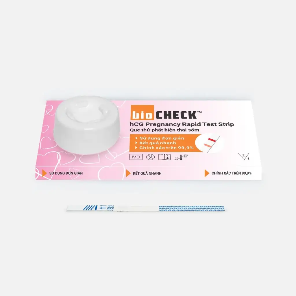 Que thử phát hiện thai sớm (Biocheck™ hCG Pregnancy Rapid Test Strip) (Hộp 50 Test) 
