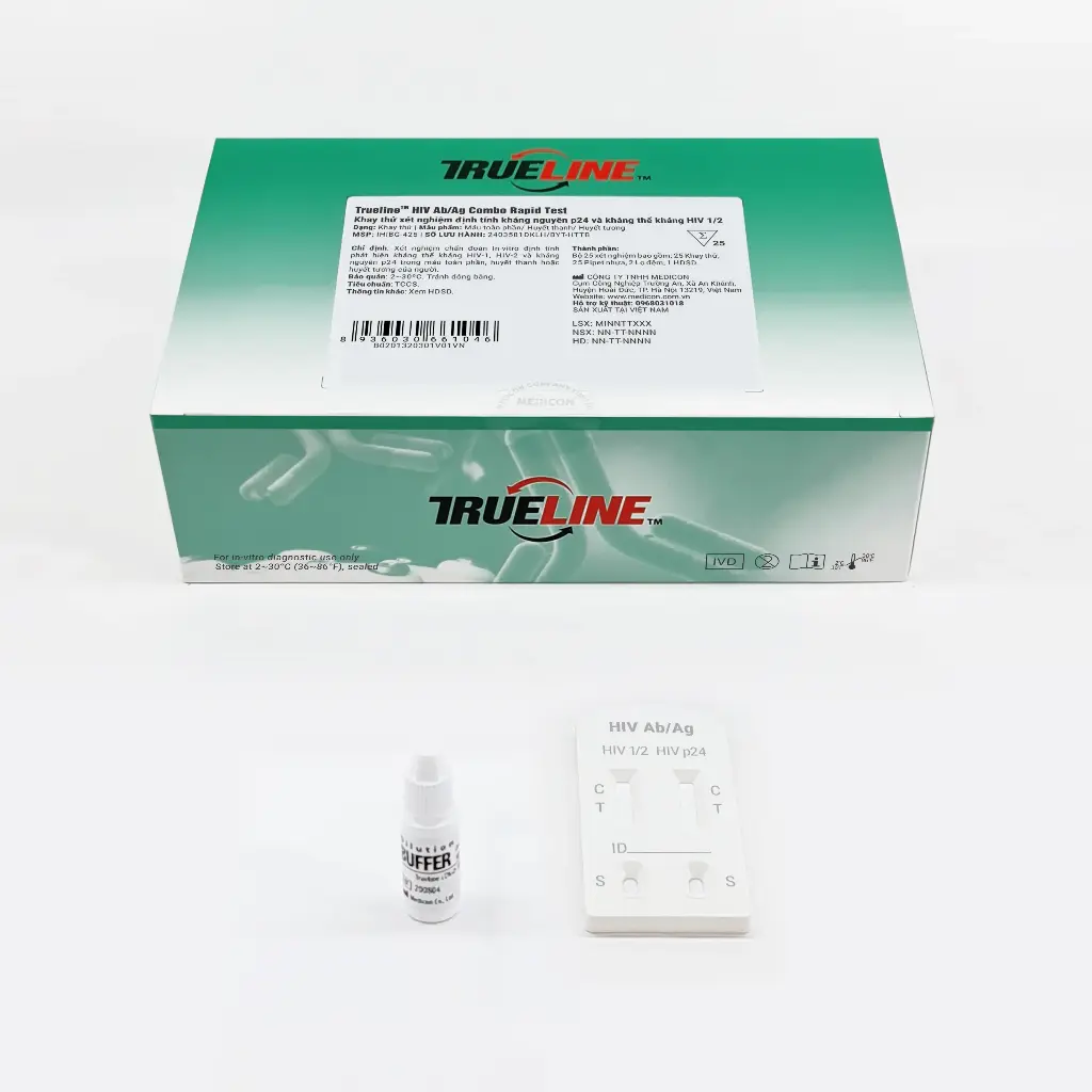 Khay thử xét nghiệm định tính kháng nguyên p24 và kháng thể kháng HIV 1/2 [Trueline™ HIV Ab/Ag Combo Rapid Test]