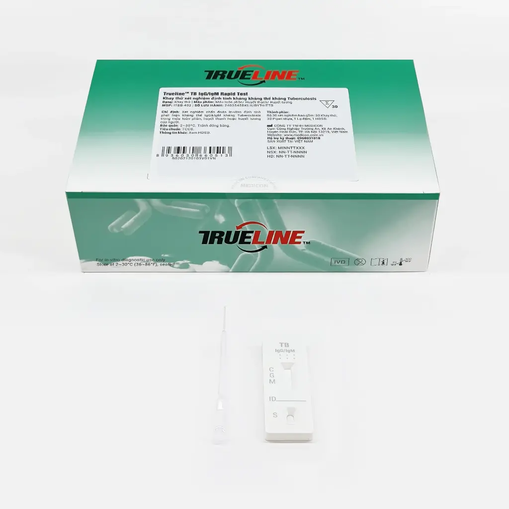 Khay thử xét nghiệm định tính kháng thể IgM, IgG kháng lao [Trueline™ TB IgG/IgM Rapid Test]