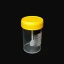 Lọ mẫu phân nhựa PP 60ml, nắp vàng, có nhãn [Medisure™ Stool sample container PP 60ml, yellow cap, label]