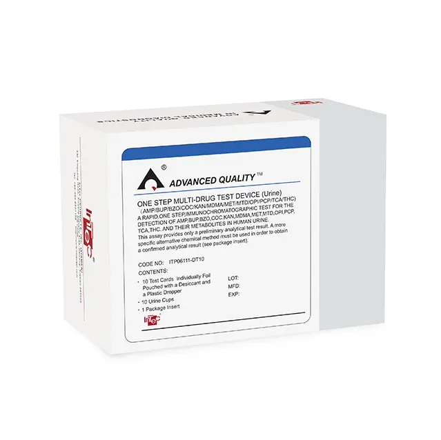 Panel thử xét nghiệm định tính Methylenedioxymethamphetamine, Methamphetamine, Opiates (Morphine), Marijuana trong nước tiểu [Advanced Quality One Step Multi-Drug Screening Test (MDMA/MET/OPI/THC)]