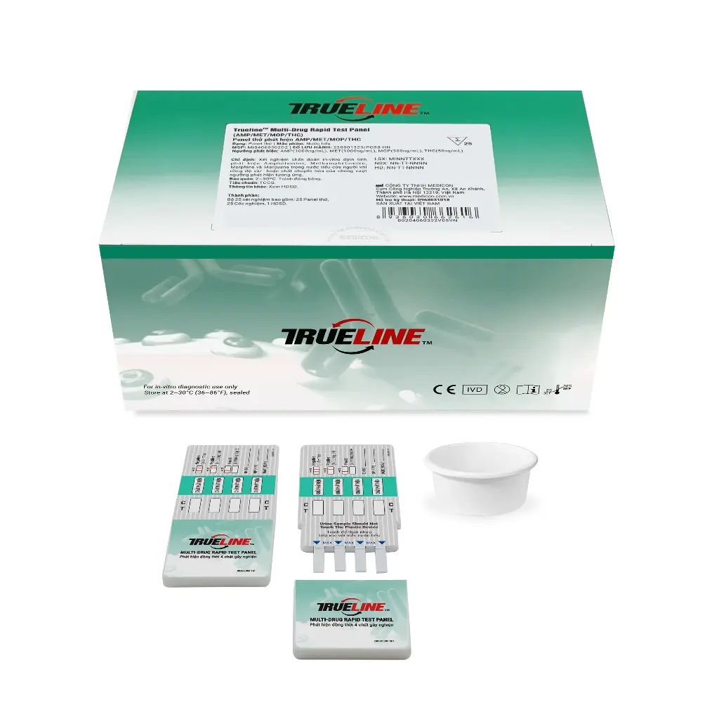 Trueline™ Multi-Drug Rapid Test Panel (AMP/MET/MOP/THC) (Hộp 5 Test)