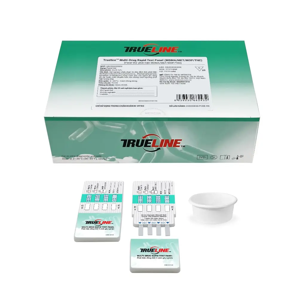 Trueline™ Multi-Drug Rapid Test Panel (MDMA/MET/MOP/THC) (Hộp 5 Test)