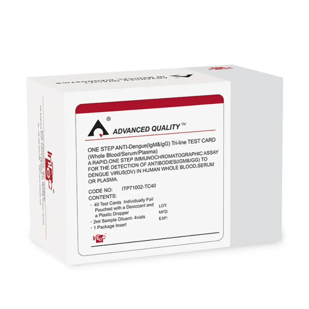 Khay thử xét nghiệm định tính kháng thể IgM, IgG kháng Dengue [Advanced Quality™ One step Anti-Dengue (IgM&IgG) Tri-line Test]