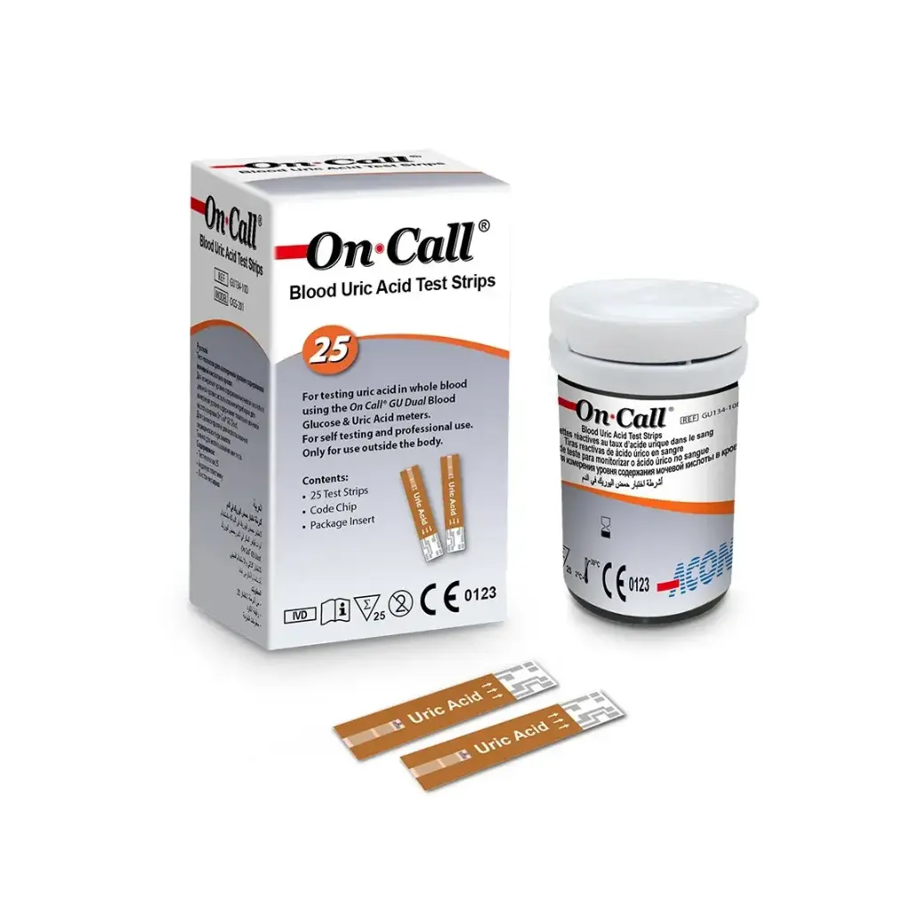 Que thử xét nghiệm định lượng axit uric [On Call® Blood Uric Acid Test Strips]