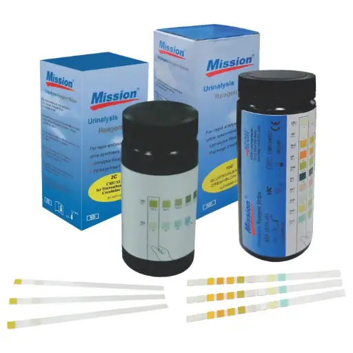 [U031-031] Que thử phân tích nước tiểu 3 thông số [Mission® Urinalysis Reagent Strips (3 parameters)] (Lọ 100)