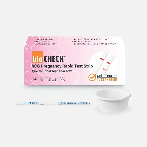Que thử phát hiện thai sớm [Biocheck™ hCG Pregnancy Rapid Test Strip]